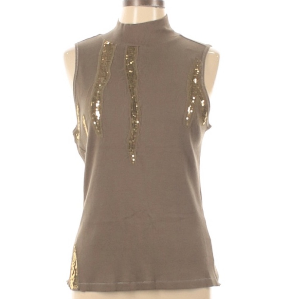 Oltre Mock neck Sleeveless Ribbed Cotton Top,NWOT